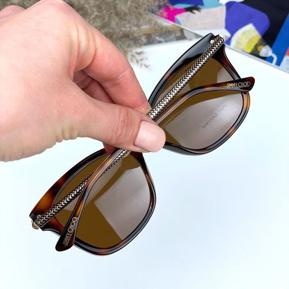 🔥 JIMMY CHOO Shade/S 0C9B SP Sunglasses Brown Bronze Cat Eye Polarized Women - Picture 2 of 9